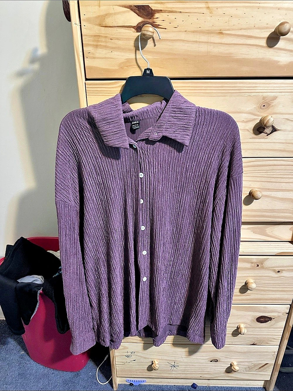 SHEIN Purple Button Down Shirt Size Large